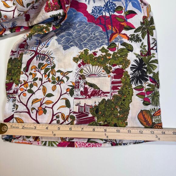 NWT Nicole Miller Wide Leg Pants Size XL 100% Linen European Flax Floral Coastal - Picture 6 of 9